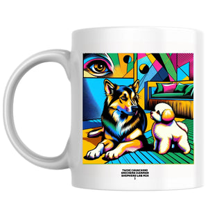 Twix( cavachon) snickers (german shepherd lab mix ) the Magnificent: Pop Art Coffee Mug