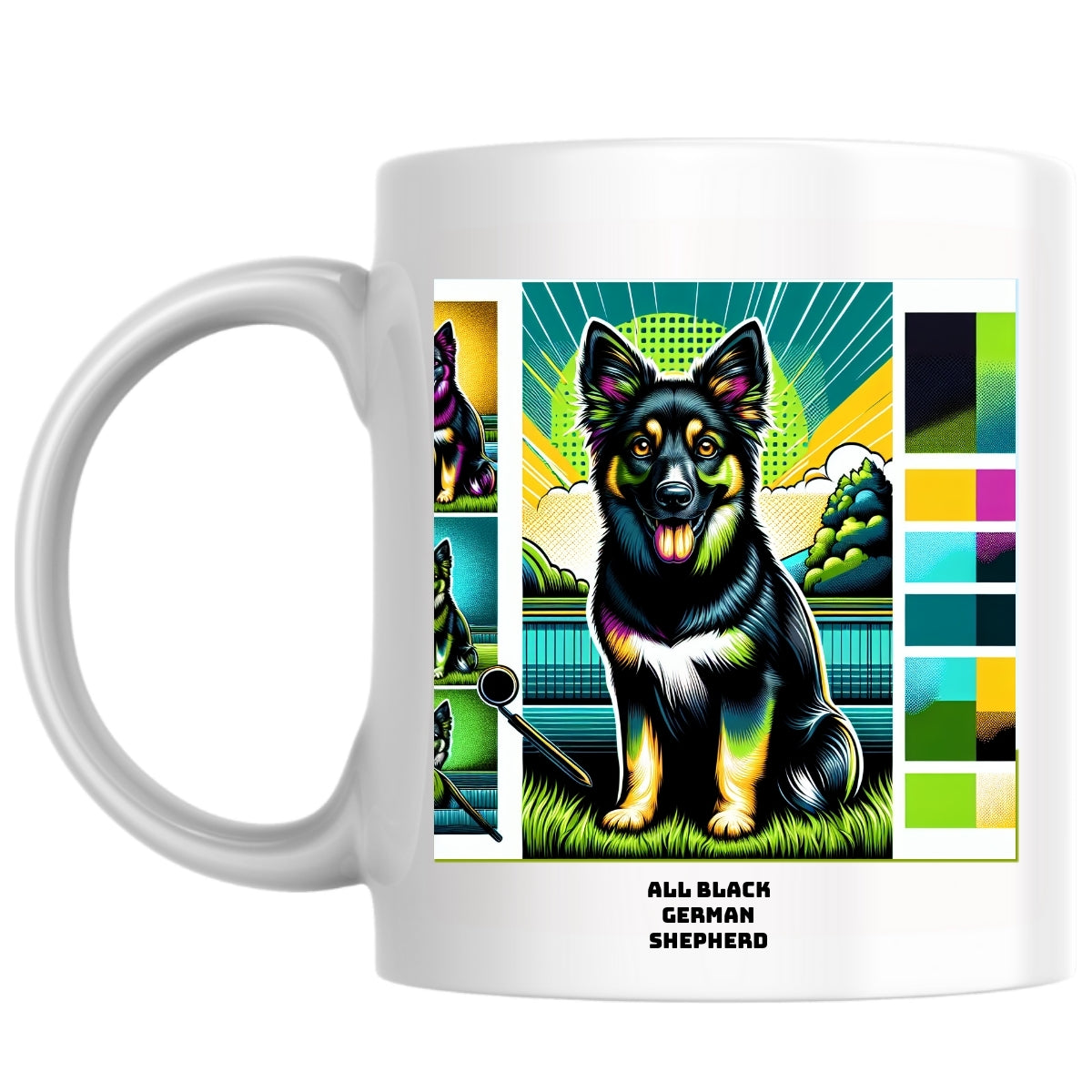 All black German shepherd the Magnificent: Pop Art Coffee Mug