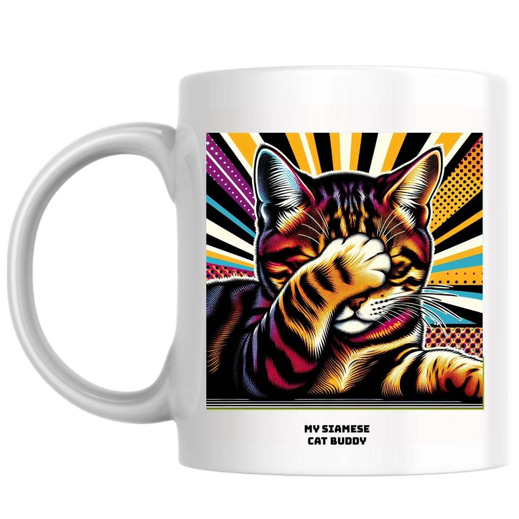 My Siamese cat buddy the Magnificent: Pop Art Coffee Mug