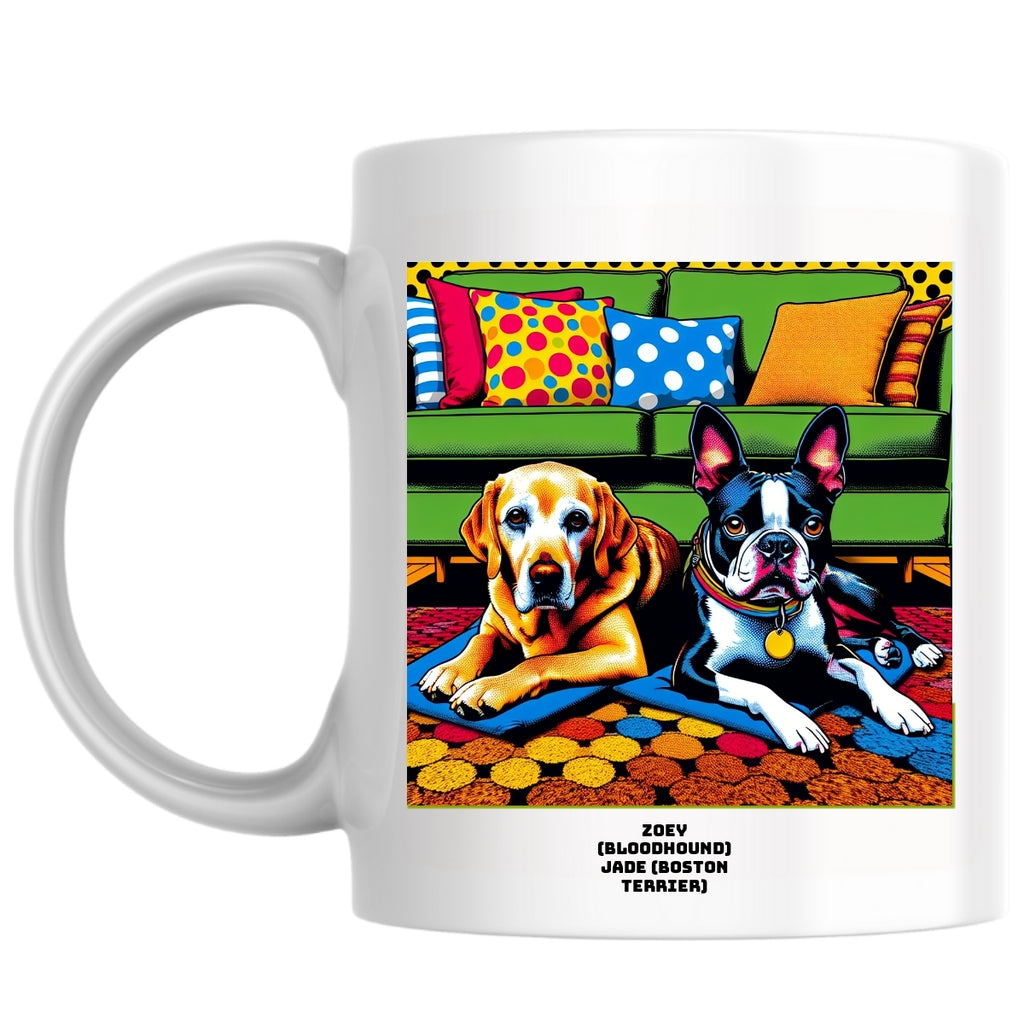 Zoey (bloodhound) Jade (Boston terrier) the Magnificent: Pop Art Coffee Mug