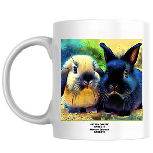 Jetson (white rabbit) Shadow (black rabbit) the Magnificent: Pop Art Coffee Mug