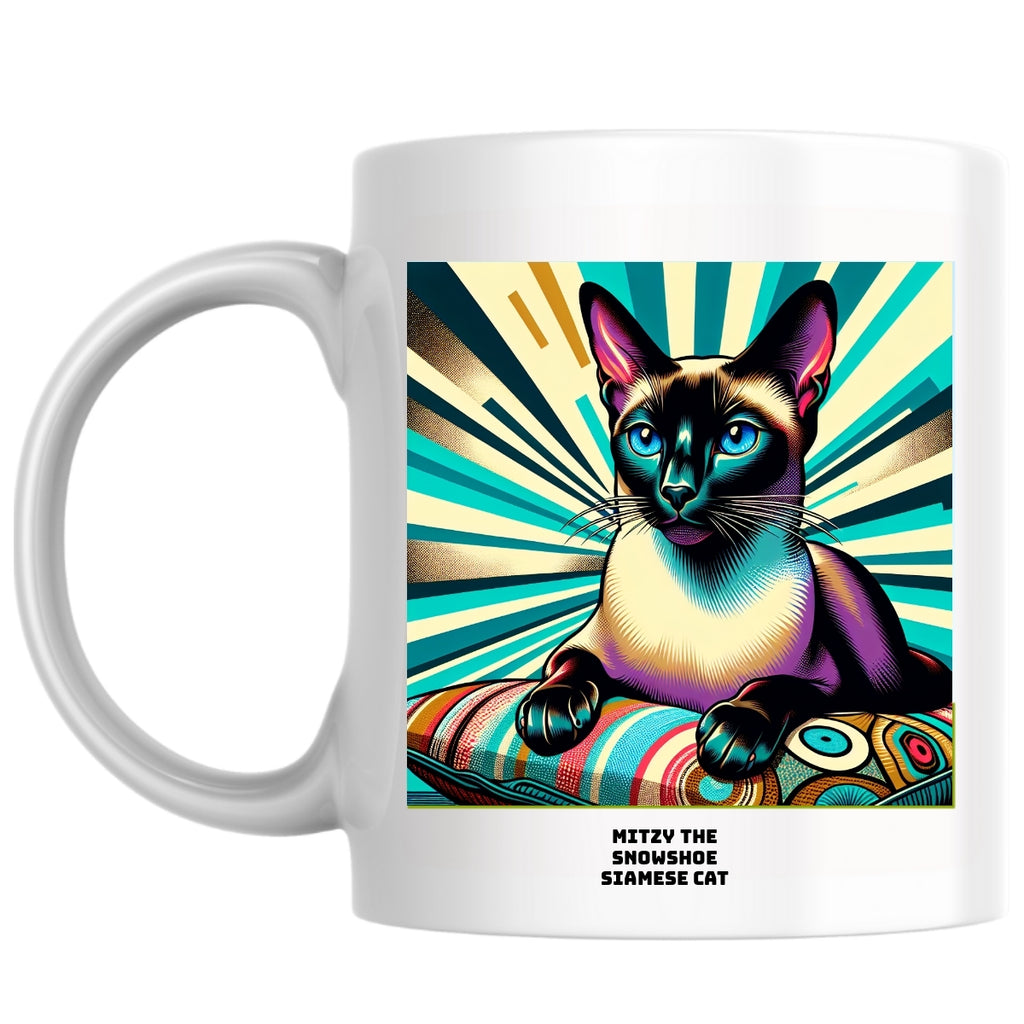 Mitzy the Snowshoe Siamese Cat the Magnificent: Pop Art Coffee Mug