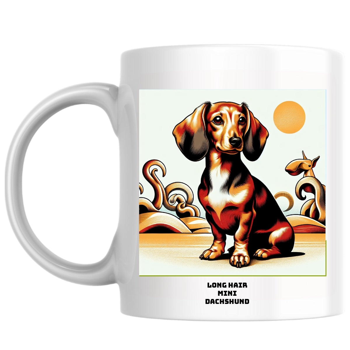 Long hair mini dachshund the Magnificent: Pop Art Coffee Mug