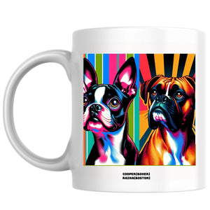 Cooper(boxer) Raina(Boston) the Magnificent: Pop Art Coffee Mug