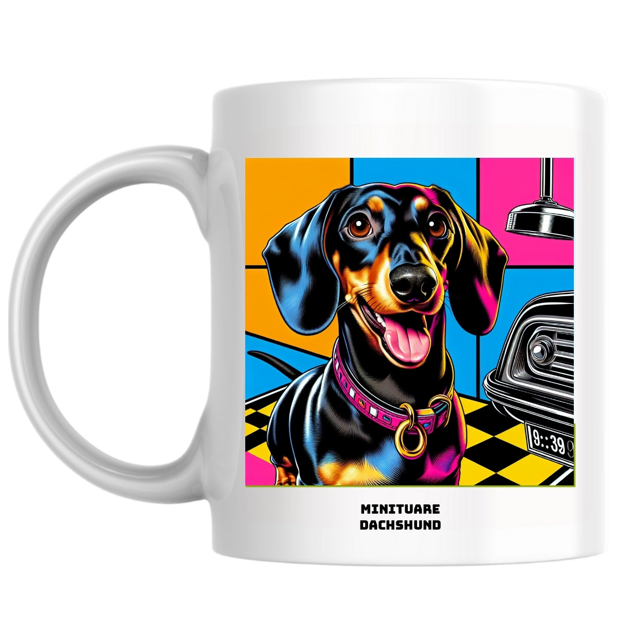 Minituare Dachshund the Magnificent: Pop Art Coffee Mug