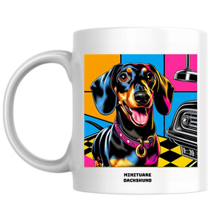 Minituare Dachshund the Magnificent: Pop Art Coffee Mug