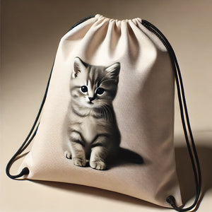 Domestic Short-haired Grey Tabby All-Over Print Drawstring Bag