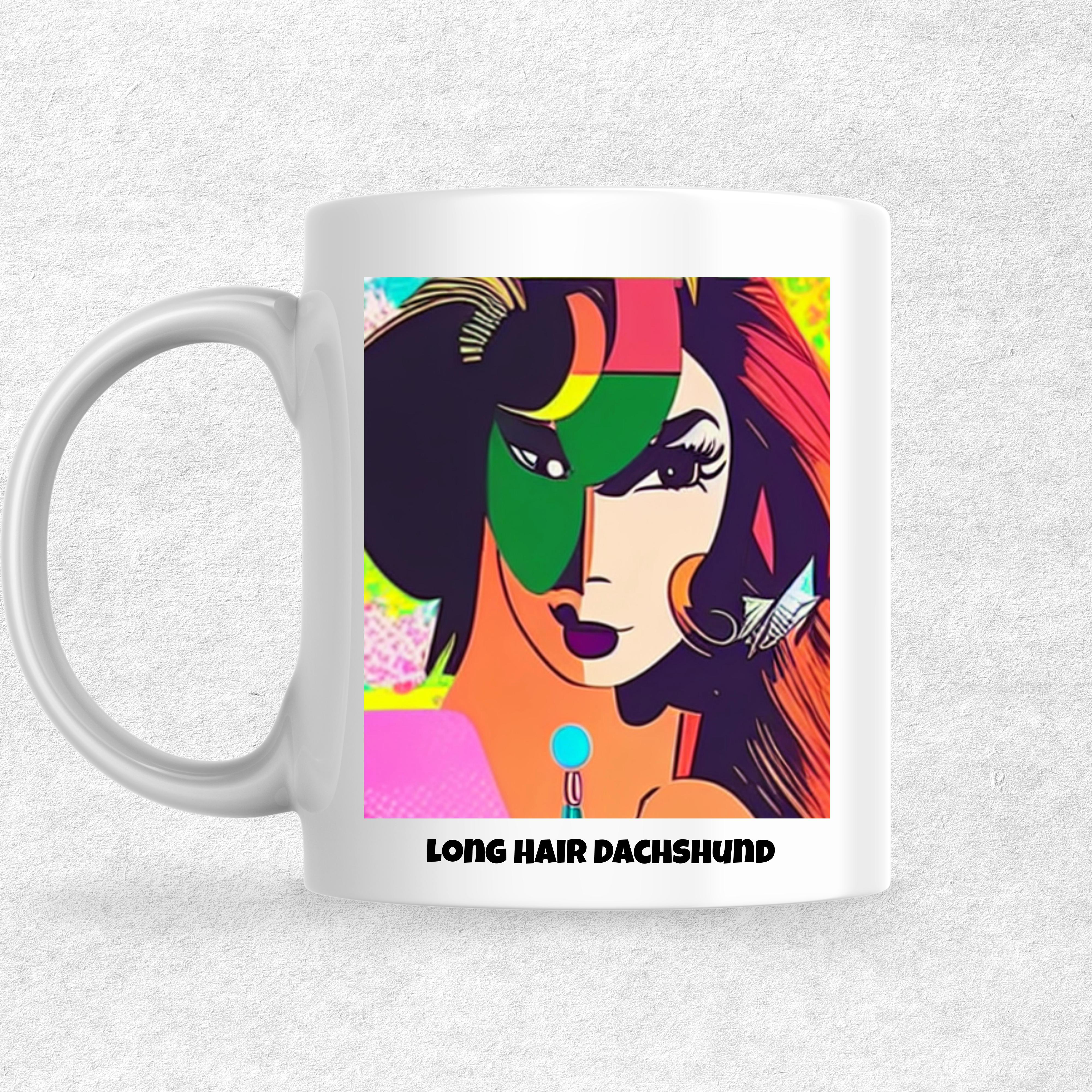 Long Hair Dachshund the Magnificent: Pop Art Coffee Mug