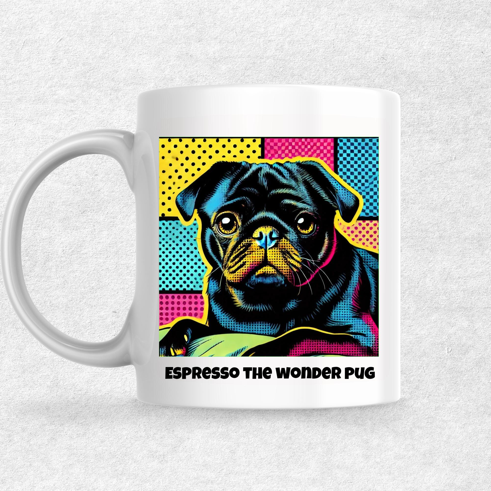 Espresso the Wonder Pug the Magnificent: Pop Art Coffee Mug