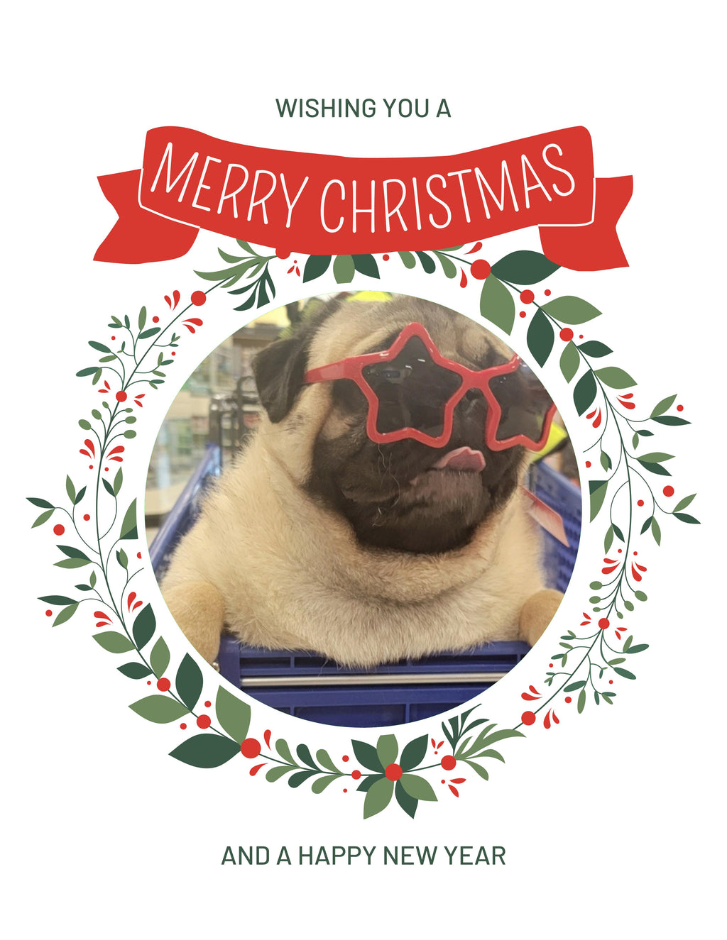 Pug Christmas Greeting Cards